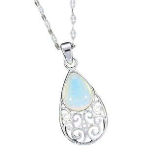 Moonstone Teardrop Silver Plated Necklace