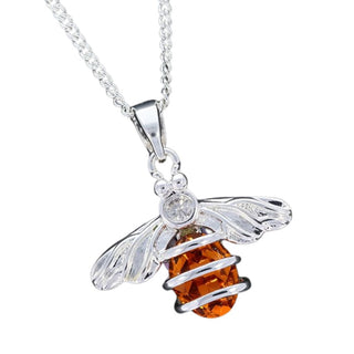 Honey Bee Coiled Silver Plated Necklace