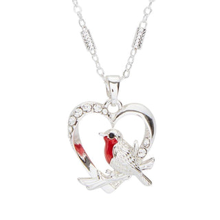 Robins Appear Heart Silver Plated Necklace