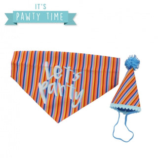 Pawty Stripe Hat With Bandana Accessory Set