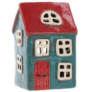 Village Pottery Bright Blue/Red Tealight