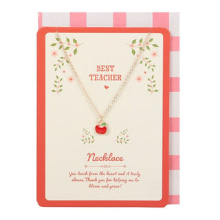 Best Teacher Apple Necklace On Greeting Card