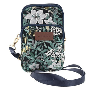 Tapestry Slim Cross Body Bag Black Floral