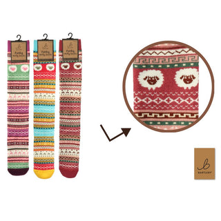Bartleby Ladies Welly Socks - Nordic, Sheep