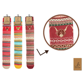Bartleby Ladies Welly Socks - Nordic, Highland Cow