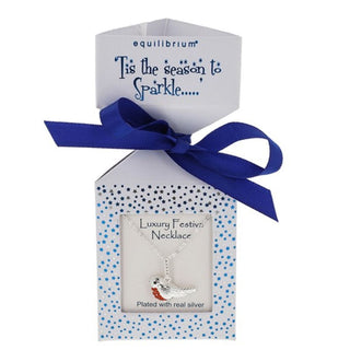 Sparkle Xmas Silver Plated Robin Necklace