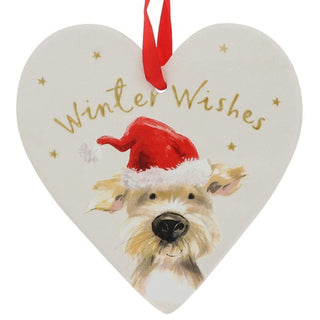 Frankie Xmas Hat Ceramic Heart Plaque