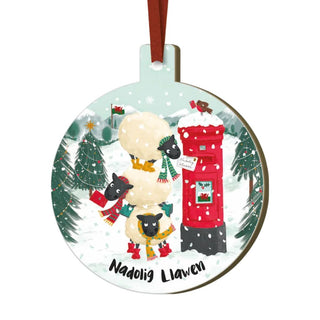 Wooden Christmas Bauble Nadolig Llawen 003