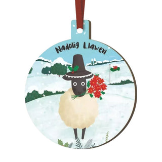 Wooden Christmas Bauble Nadolig Llawen 005