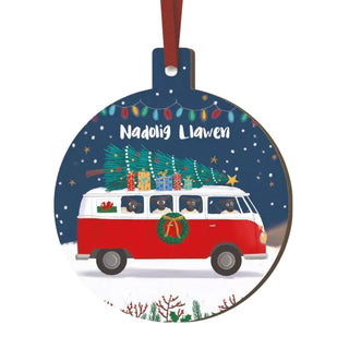 Wooden Christmas Bauble Nadolig Llawen 006