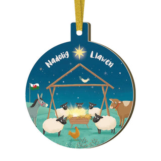 Wooden Christmas Bauble Nadolig Llawen 002