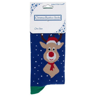 Ladies Christmas Bamboo Socks Reindeer