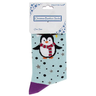 Ladies Christmas Bamboo Socks Penguin