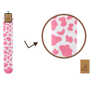 Ladies Welly Socks - Pink Cow Print