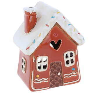 Village Pottery Gingerbread House Swirls Tealight