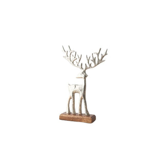 Brushed Silver Reindeer On Stand