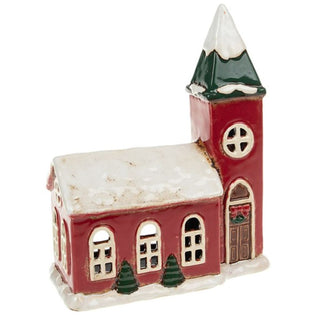 Xmas Village Pottery Church Tealight Large
