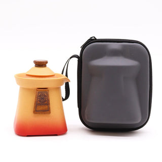 Temple Teapot Set & Three Cups - Orange Earth