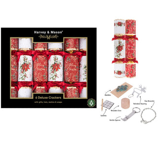 6 Deluxe Poinsettia 13.5" Crackers