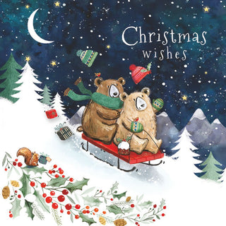 Christmas Traditional Boxed Cards Bears On Sleigh