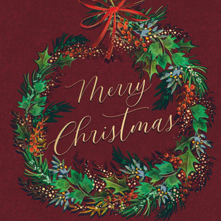 Christmas Premium Boxed Cards Holly Wreath