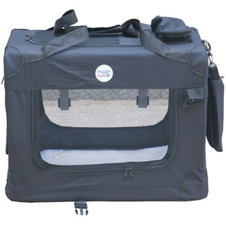 HugglePets Fabric Crate Foldable Pet Carrier Black