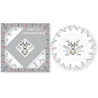 Christmas Stag Set Of 2 Dinner Plates