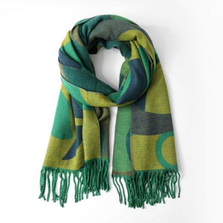 Reversible Abstract - Green/Mustard Scarf