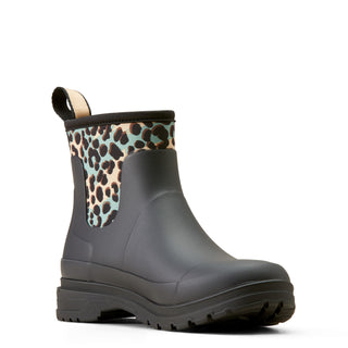 Ariat Ladies Kelmarsh Shortie Rubber Boot Black Leopard Camo
