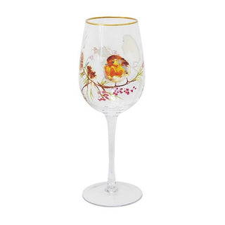 Jennifer Rose Winter Robin Wine Glass