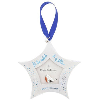 Festive Sparkle Silver Plated Robin Pin
