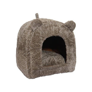Brown Teddy Bear Cat Bed