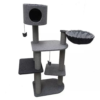 Charcoal Felt Cat Triple Tower