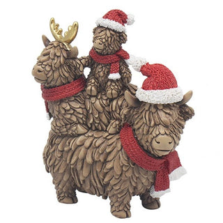 Hughie Xmas Highland Cow Family