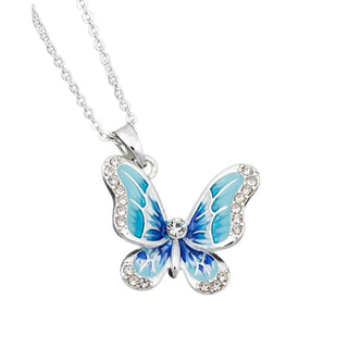 Handpainted Elegant Butterfly Necklace Blue