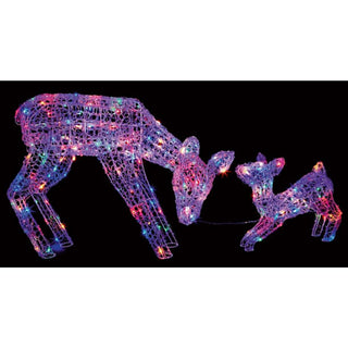 Premier Multi Action Soft Acrylic Mother and Baby Deer With 230 Multi LEDs