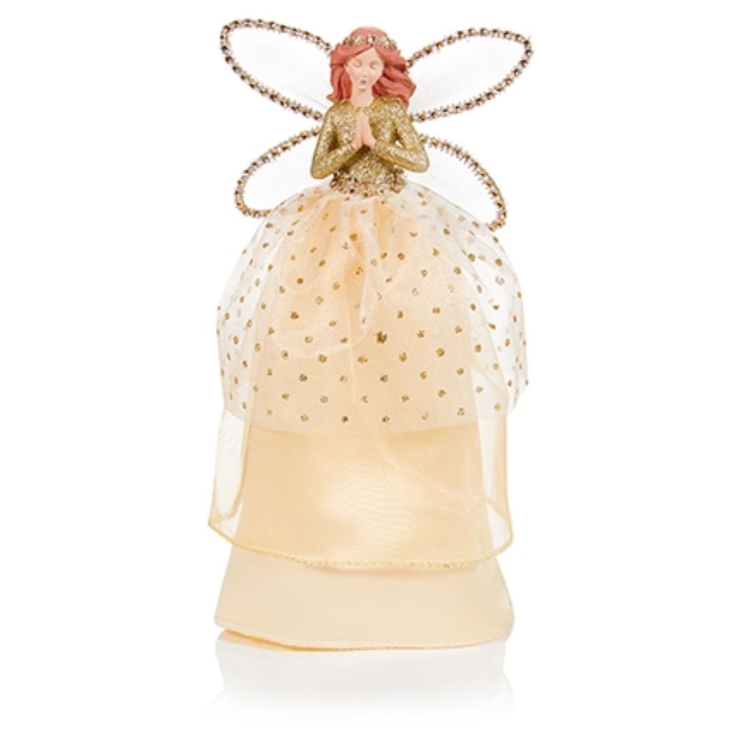 Champagne Gold Angel With Glitter Tree Topper - Default Title | Zoars ...