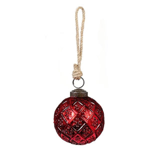 Dark Red Glass Diamond Flower Bauble