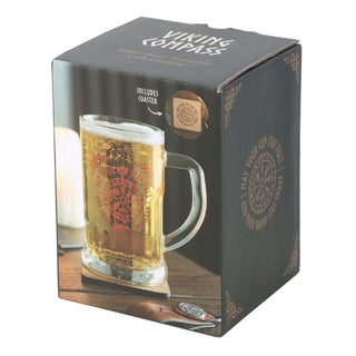 Viking Compass Glass Tankard With Coaster