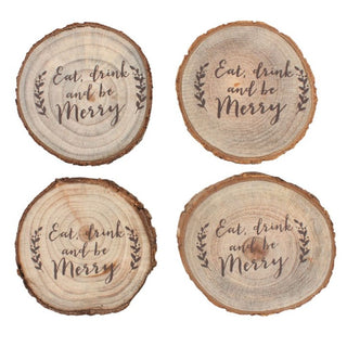 Christmas Log Slice Coaster Set