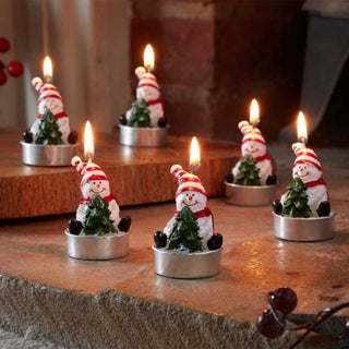 Three Kings Snowman Tealight Candles - Set of 6