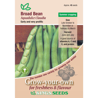 Kings Seeds Broad Bean Aquadulce Claudia