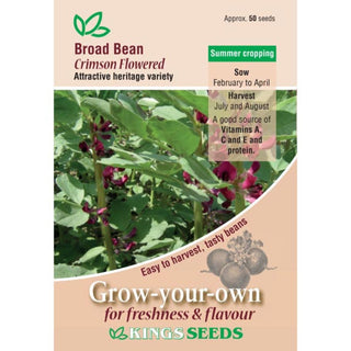 Kings Seeds Broad Bean Crimson Flowered