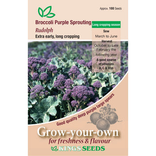 Kings Seeds Broccoli Purple Sprouting Rudolph
