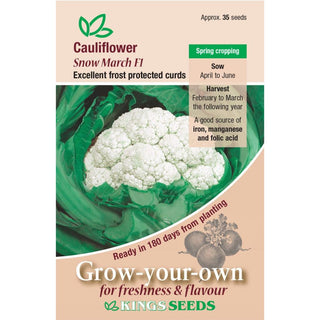 Kings Seeds Cauliflower Snow March F1