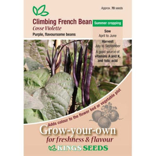 Kings Seeds Climbing French Bean Cosse Violette