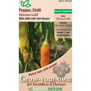 Kings Seeds Pepper Chilli Havana Gold