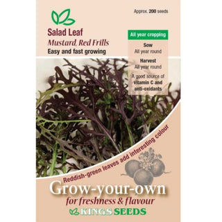 Kings Seeds Salad Leaf Mustard Red Frills