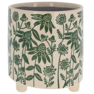 Daisy Large Floral Planter Green