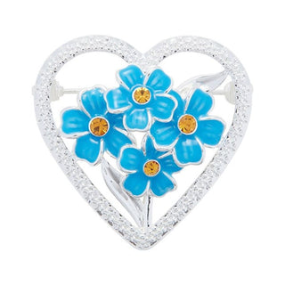 forget Me Not Silver Plated Heart Brooch